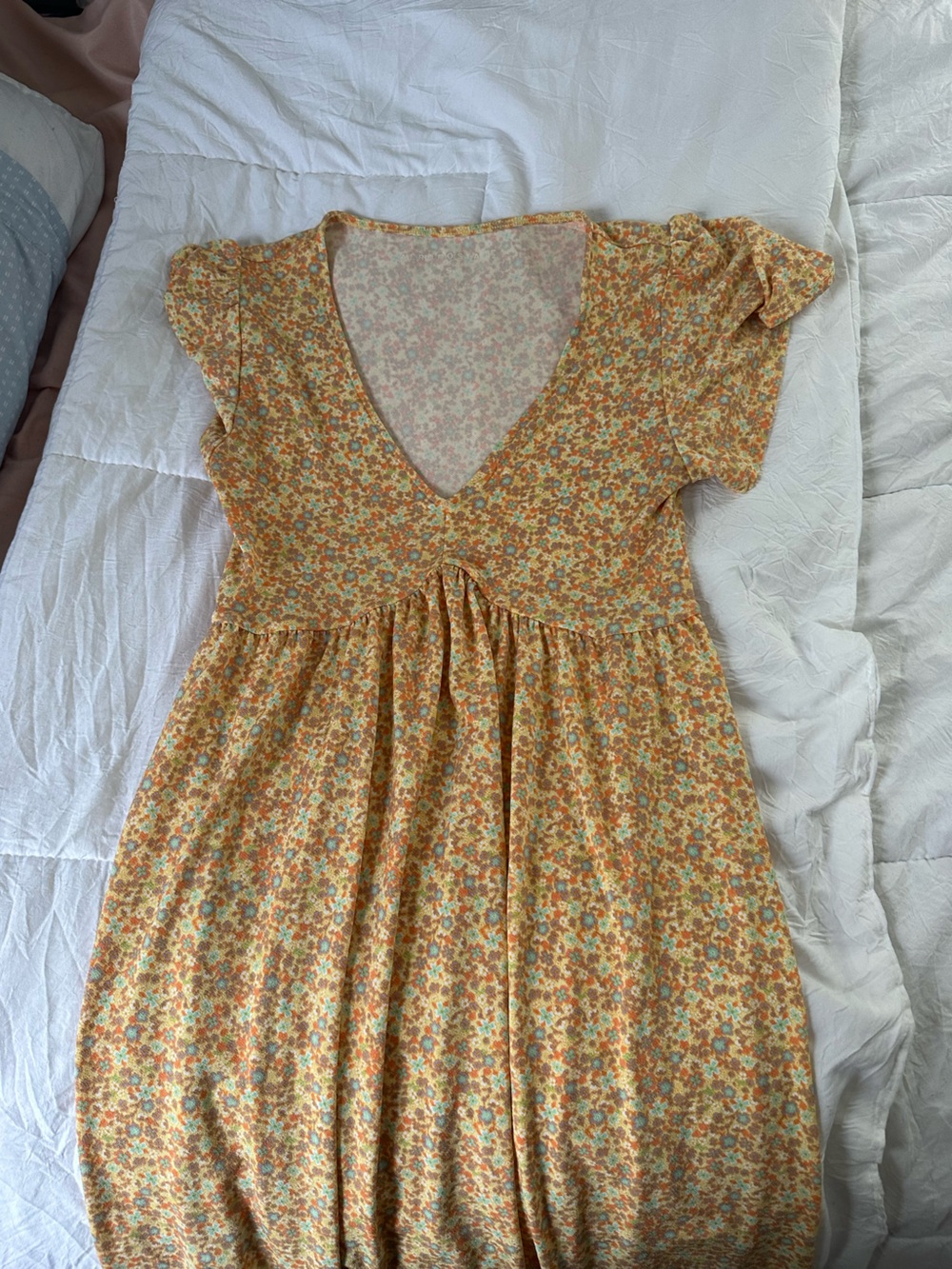 Yellow Floral A-Line Dress
